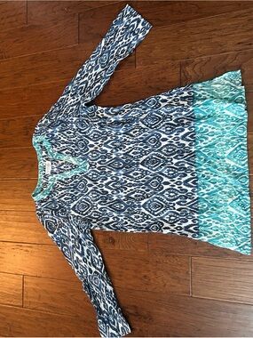 Blue & Teal Ikat Print Tunic